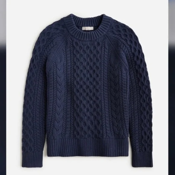 J.Crew Navy Cable Knit Sweater Women’s XS 100% Cotton Crewneck - Picture 1 of 8
